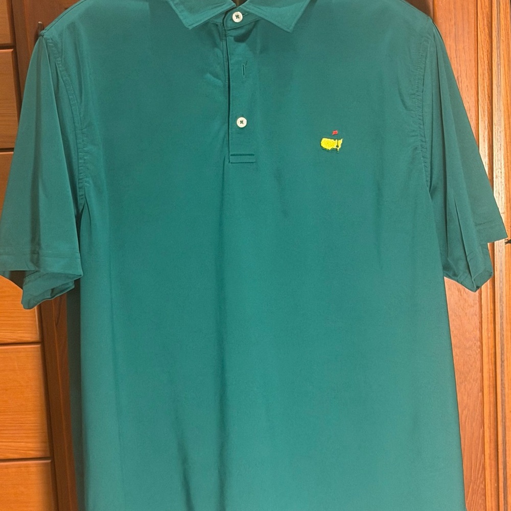 Masters Teal Short-Sleeve Polo with Yellow Embroidered Logo